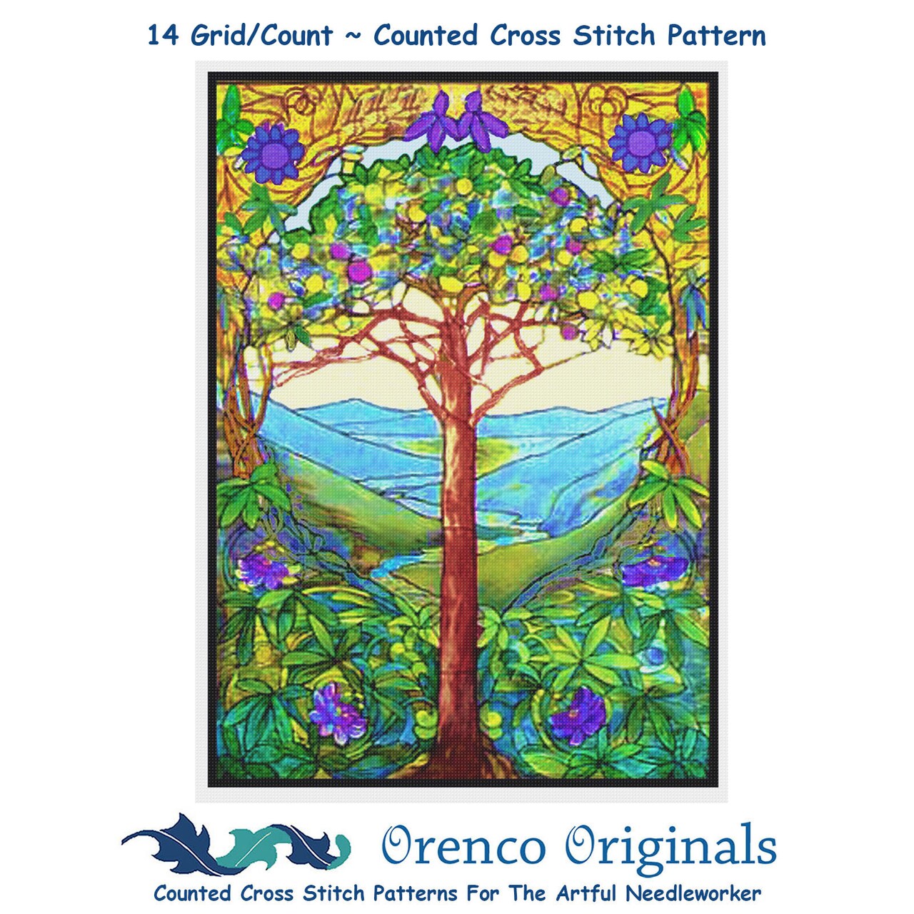 The Tree of Life inspired by Louis Comfort Tiffany Counted Cross Stitch Pattern